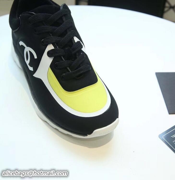 Most Popular Chanel Lycra Sneakers G34765 Black/Yellow 2019