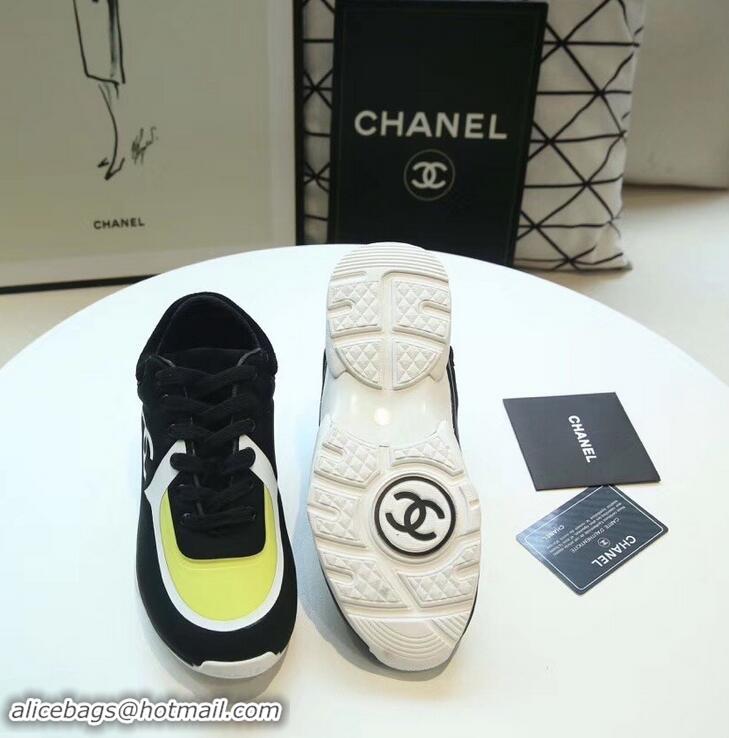 Most Popular Chanel Lycra Sneakers G34765 Black/Yellow 2019