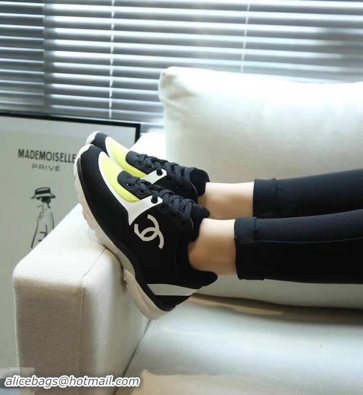 Most Popular Chanel Lycra Sneakers G34765 Black/Yellow 2019