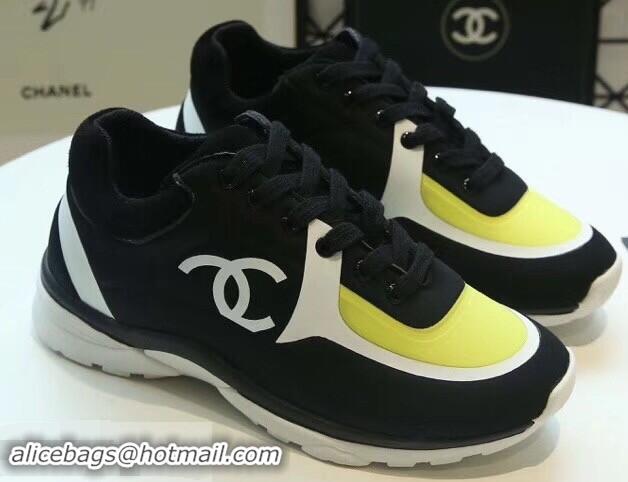 Most Popular Chanel Lycra Sneakers G34765 Black/Yellow 2019