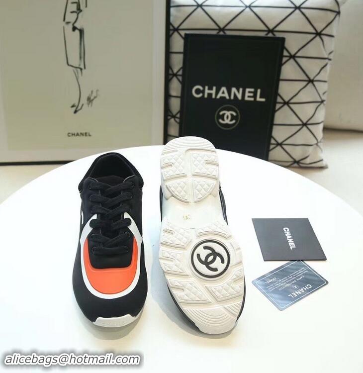 Chic Reproduction Chanel Lycra Sneakers G34765 Black/Orange 2019