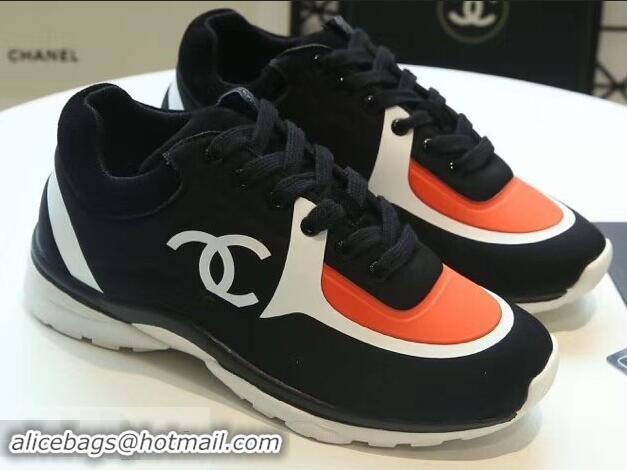 Chic Reproduction Chanel Lycra Sneakers G34765 Black/Orange 2019