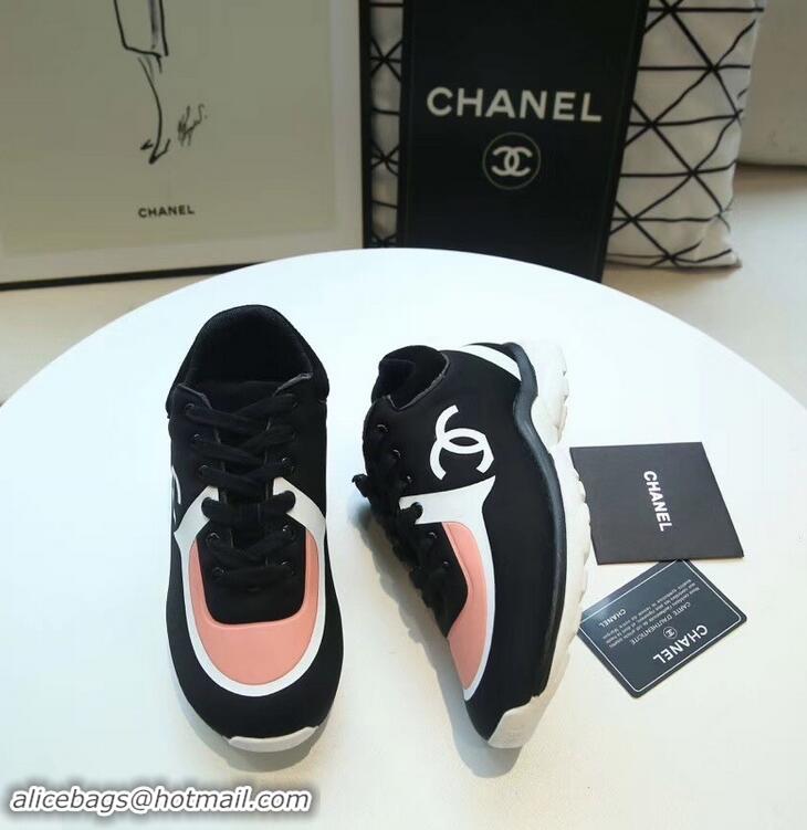 Imitation Low Cost Chanel Lycra Sneakers G34765 Black/Nude Pink 2019