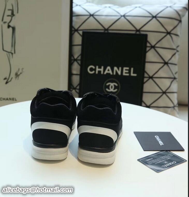 Imitation Low Cost Chanel Lycra Sneakers G34765 Black/Nude Pink 2019