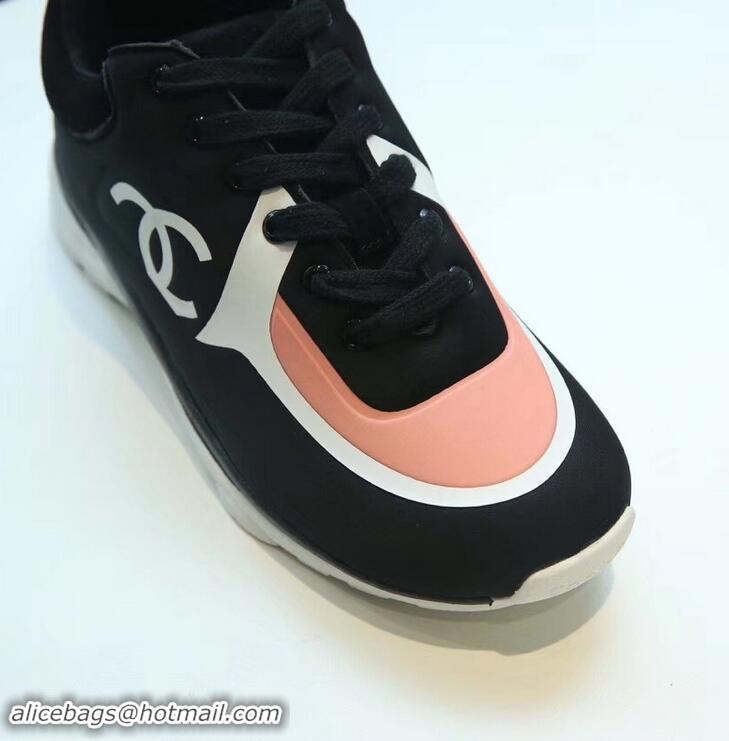 Imitation Low Cost Chanel Lycra Sneakers G34765 Black/Nude Pink 2019