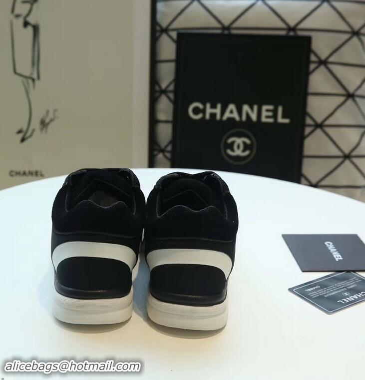 Hot Sale Imitation Chanel Lycra Sneakers G34765 Black/Coral 2019