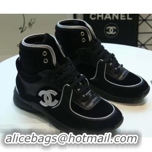 Unique Grade Chanel CC Logo High-top Sneakers G35060 Suede Black 2019