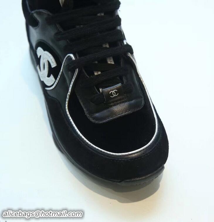 Unique Grade Chanel CC Logo High-top Sneakers G35060 Suede Black 2019