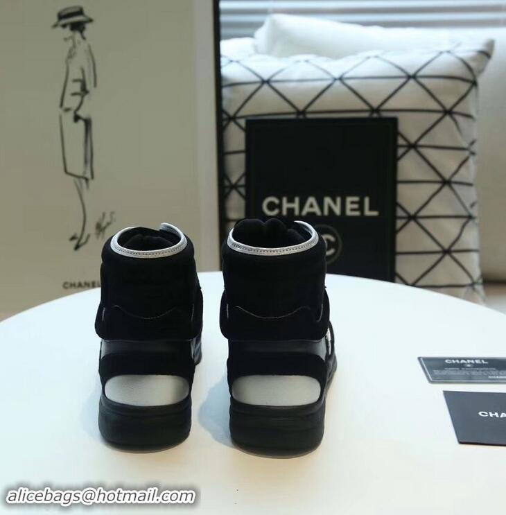 Unique Grade Chanel CC Logo High-top Sneakers G35060 Suede Black 2019