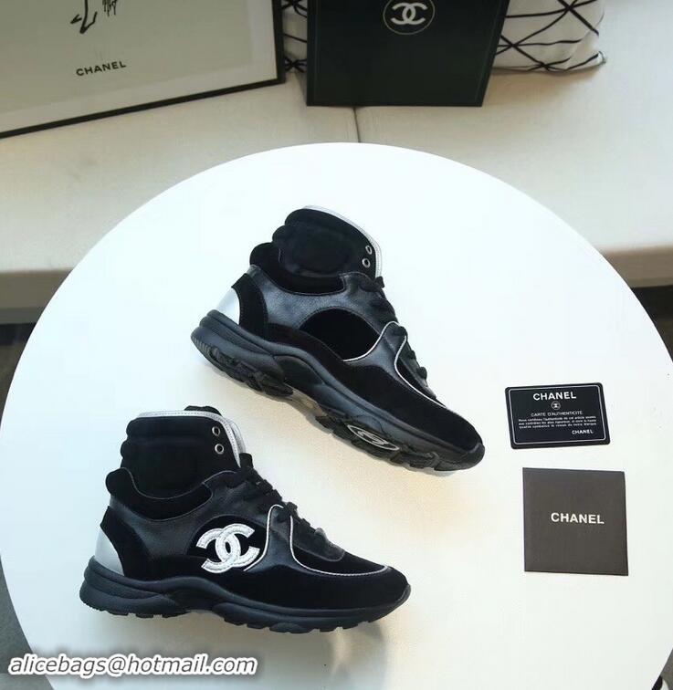 Unique Grade Chanel CC Logo High-top Sneakers G35060 Suede Black 2019