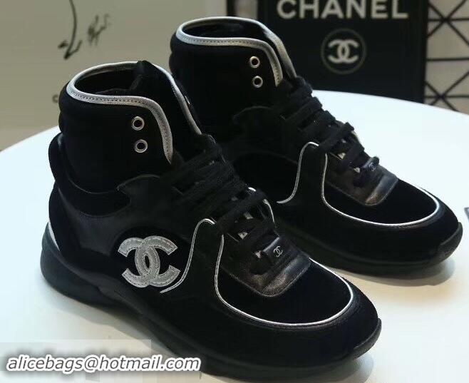 Unique Grade Chanel CC Logo High-top Sneakers G35060 Suede Black 2019