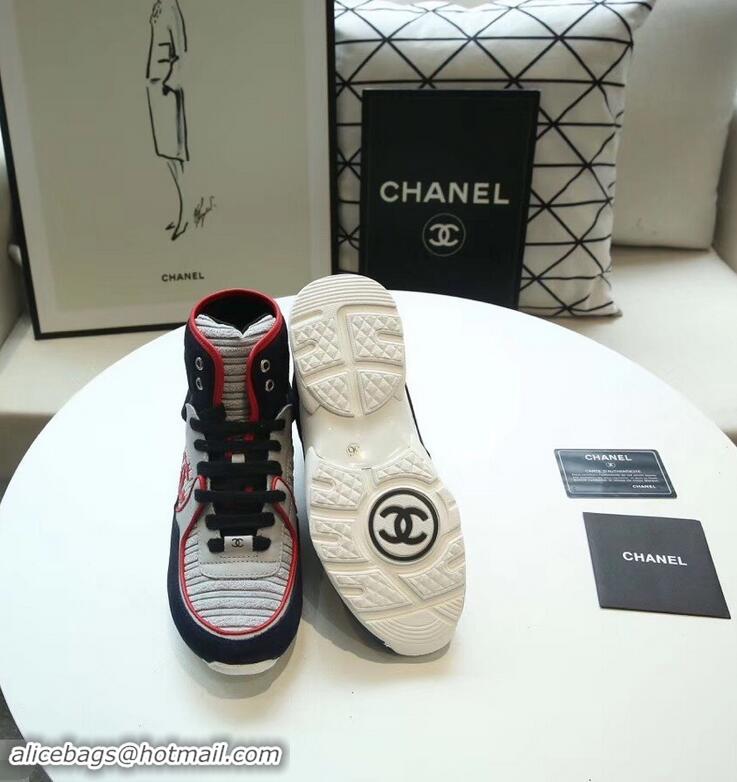 Modern Cheap Chanel CC Logo High-top Sneakers G35060 Gray 2019