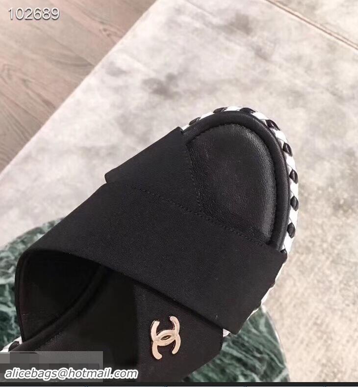 Unique Style Chanel CC Logo Crossover Mules G35019 Black 2019