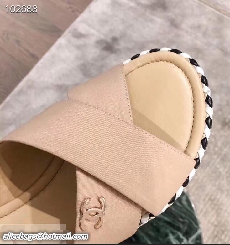 Super Quality Chanel CC Logo Crossover Mules G35019 Beige 2019