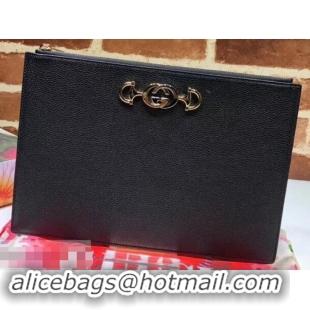 Hot Sale Gucci Zumi Grainy Leather Pouch Clutch Bag 570728 Black 2019 