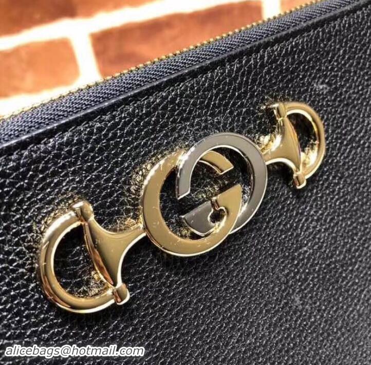 Hot Sale Gucci Zumi Grainy Leather Pouch Clutch Bag 570728 Black 2019 