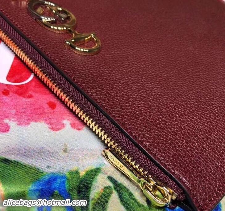 Purchase Gucci Zumi Grainy Leather Pouch Clutch Bag 570728 Burgundy 2019 