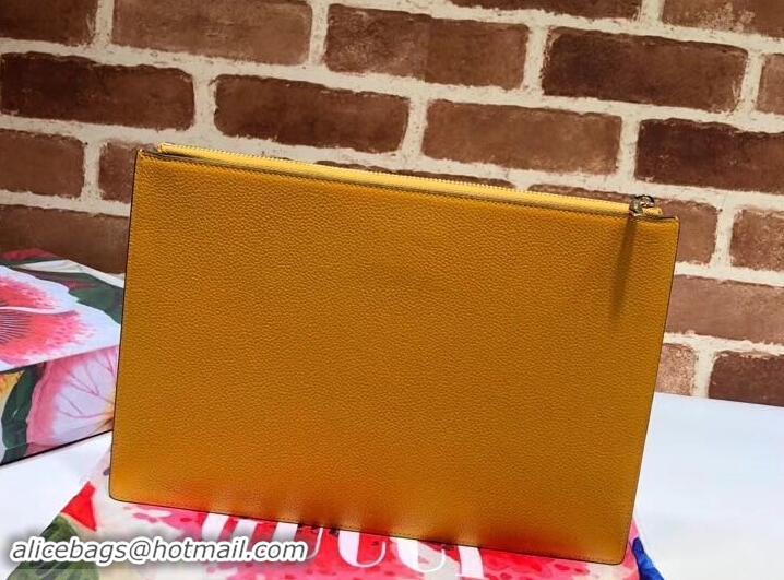 Good Quality Gucci Zumi Grainy Leather Pouch Clutch Bag 570728 Yellow 2019