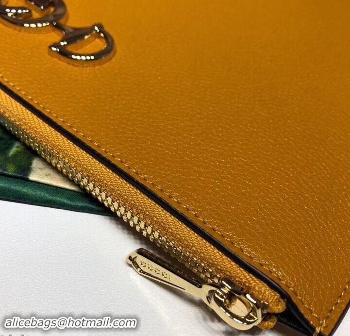 Good Quality Gucci Zumi Grainy Leather Pouch Clutch Bag 570728 Yellow 2019