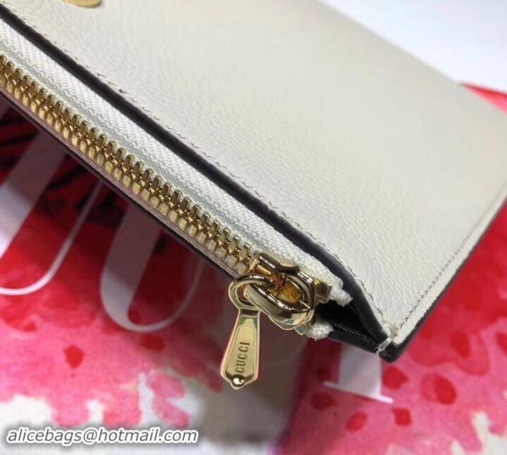 Grade Quality Gucci Zumi Grainy Leather Pouch Clutch Bag 570728 White 2019 