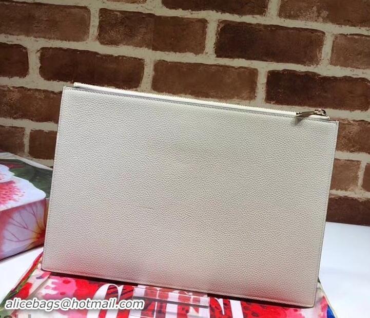 Grade Quality Gucci Zumi Grainy Leather Pouch Clutch Bag 570728 White 2019 