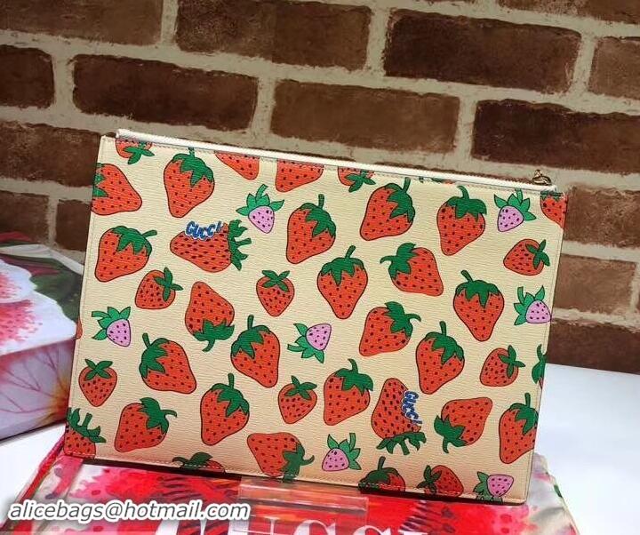 Best Price Gucci Zumi Grainy Leather Pouch Clutch Bag 570728 Strawberry 2019