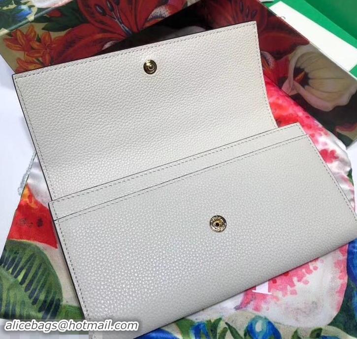 Best Price Gucci Zumi Grainy Leather Continental Wallet 573612 White 2019