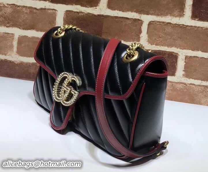 Promotional Gucci Diagonal GG Marmont Small Shoulder Bag 443497 Black 2019 