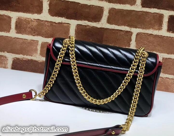 Promotional Gucci Diagonal GG Marmont Small Shoulder Bag 443497 Black 2019 