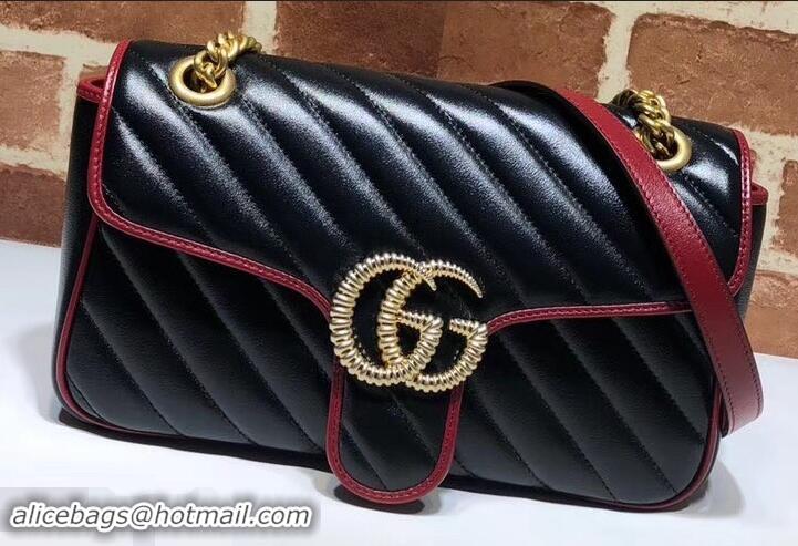 Promotional Gucci Diagonal GG Marmont Small Shoulder Bag 443497 Black 2019 