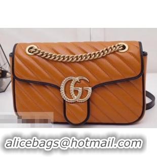 New Design Gucci Diagonal GG Marmont Small Shoulder Bag 443497 Brown 2019