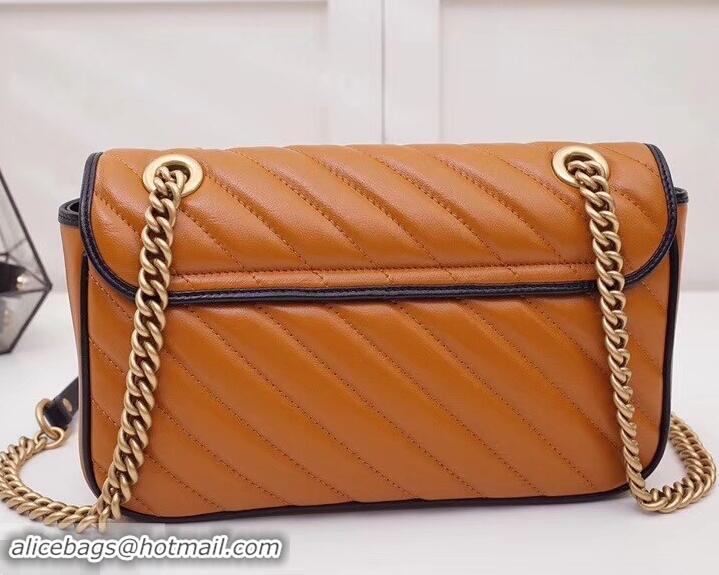 New Design Gucci Diagonal GG Marmont Small Shoulder Bag 443497 Brown 2019