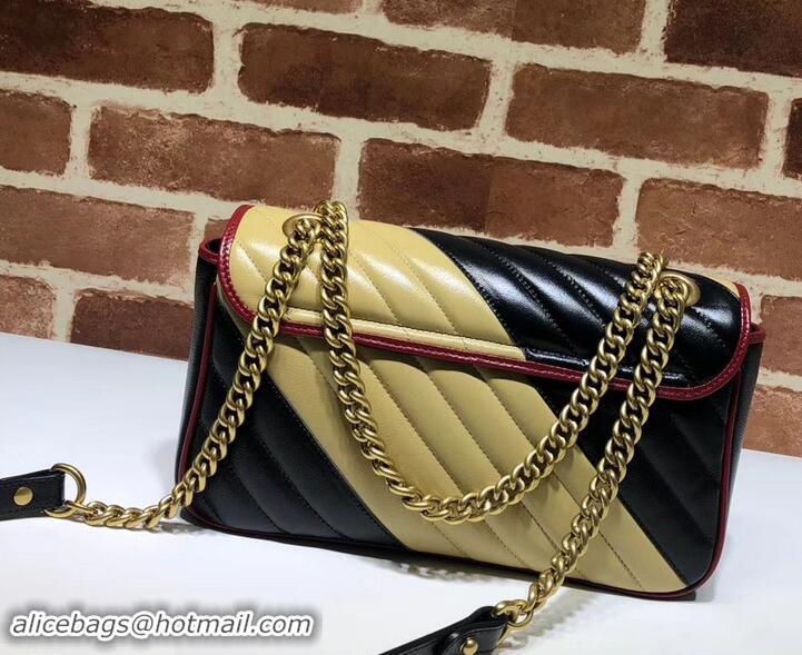 Affordable Price Gucci Diagonal GG Marmont Small Shoulder Bag 443497 Beige/Black 2019