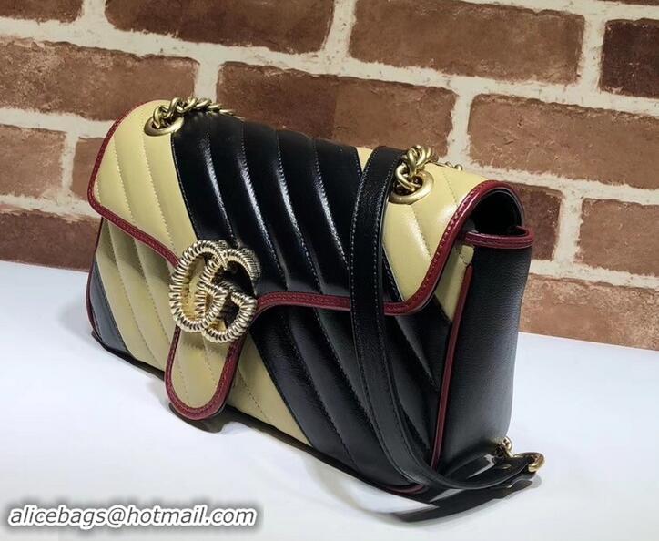 Affordable Price Gucci Diagonal GG Marmont Small Shoulder Bag 443497 Beige/Black 2019