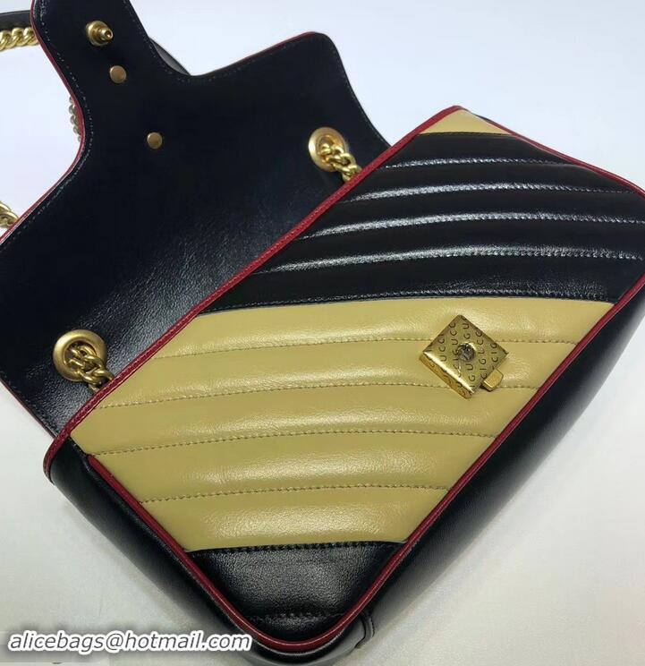 Affordable Price Gucci Diagonal GG Marmont Small Shoulder Bag 443497 Beige/Black 2019