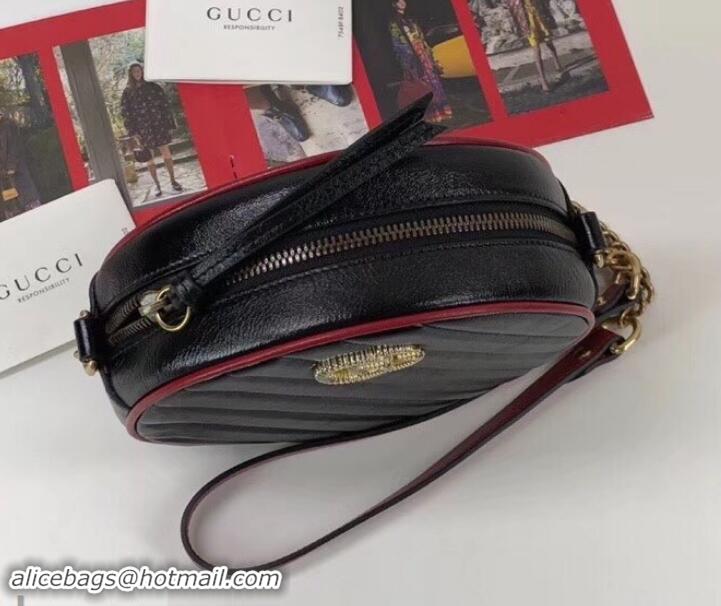 Discount Gucci Diagonal GG Marmont Mini Round Shoulder Bag 550154 Black 2019