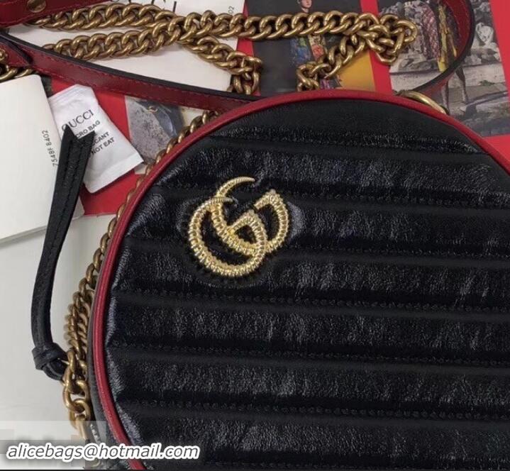 Discount Gucci Diagonal GG Marmont Mini Round Shoulder Bag 550154 Black 2019