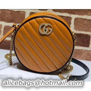 Best Price Gucci Diagonal GG Marmont Mini Round Shoulder Bag 550154 Brown 2019