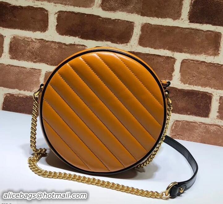 Best Price Gucci Diagonal GG Marmont Mini Round Shoulder Bag 550154 Brown 2019