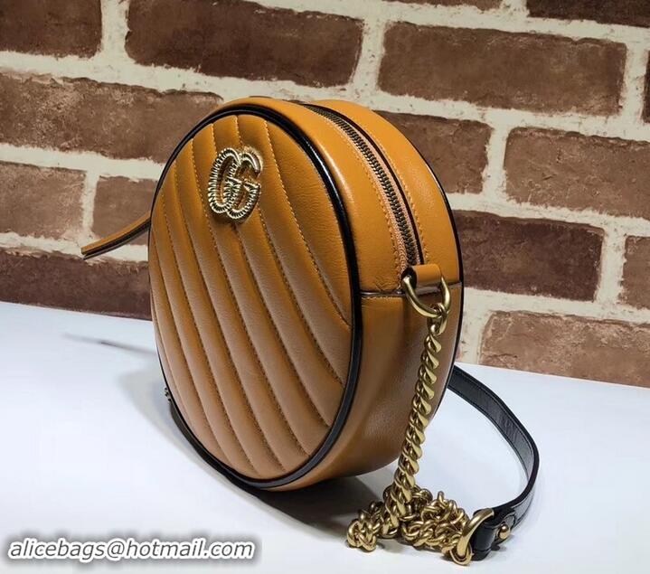 Best Price Gucci Diagonal GG Marmont Mini Round Shoulder Bag 550154 Brown 2019