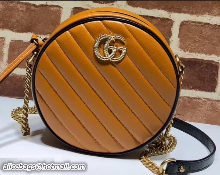 Best Price Gucci Diagonal GG Marmont Mini Round Shoulder Bag 550154 Brown 2019