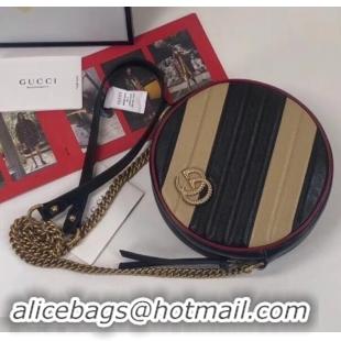 Best Quality Gucci Diagonal GG Marmont Mini Round Shoulder Bag 550154 Beige/Black 2019