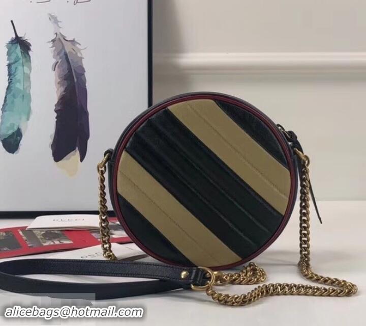 Best Quality Gucci Diagonal GG Marmont Mini Round Shoulder Bag 550154 Beige/Black 2019