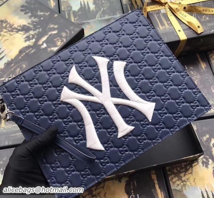 Reasonable Gucci Original GG pouch with NY Yankees patch 547796 blue