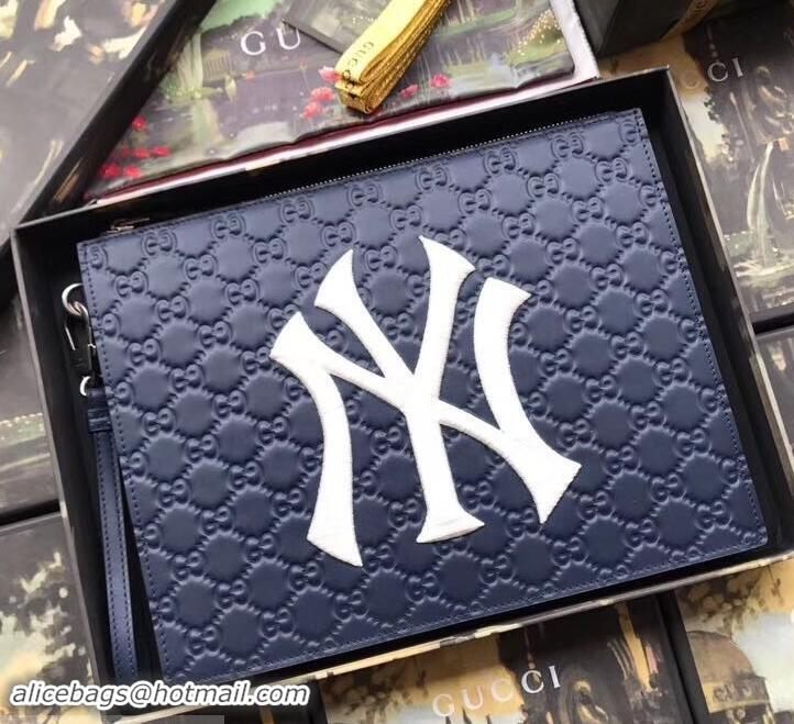 Reasonable Gucci Original GG pouch with NY Yankees patch 547796 blue