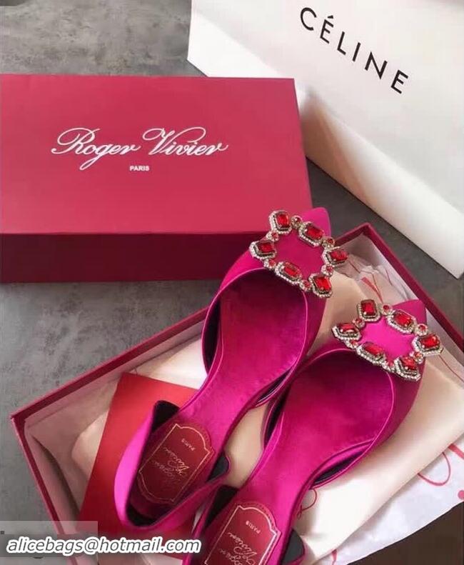 Imitation Roger Vivier Dorsay Crown Jewels Flat Ballerinas R8313 Fuschia Pink 2018