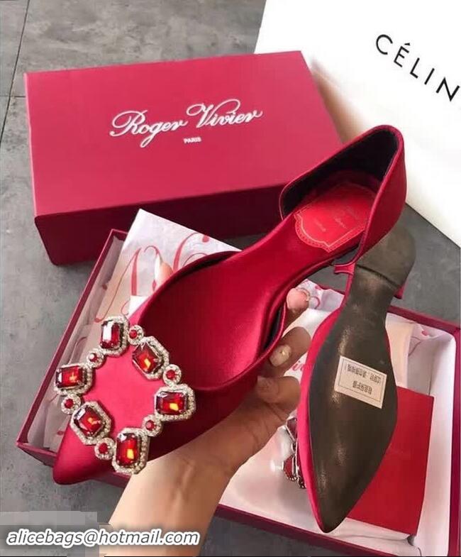 Cheap Roger Vivier Dorsay Crown Jewels Flat Ballerinas R8313 Red 2018