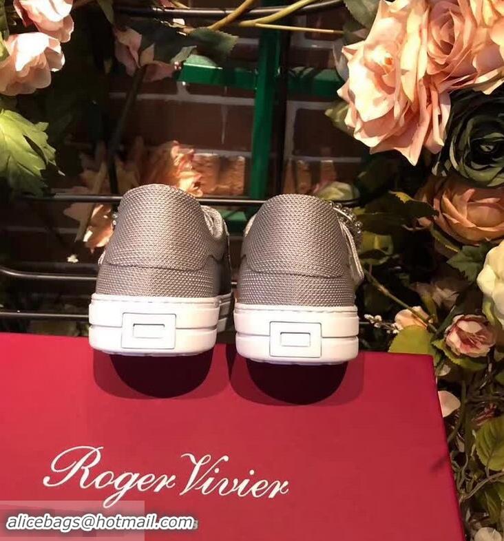 Discount Roger Vivier Sneaky Viv' 2 Strass Buckle in Silk Satin Sneakers R8319 Grey 2018