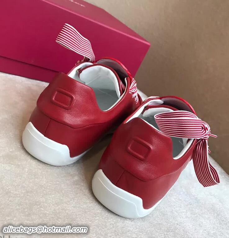 Best Bulk Roger Vivier Sporty Viv' Etiquette Calfskin Sneakers R8327 Red 2018