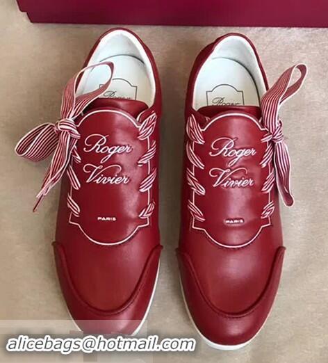 Best Bulk Roger Vivier Sporty Viv' Etiquette Calfskin Sneakers R8327 Red 2018